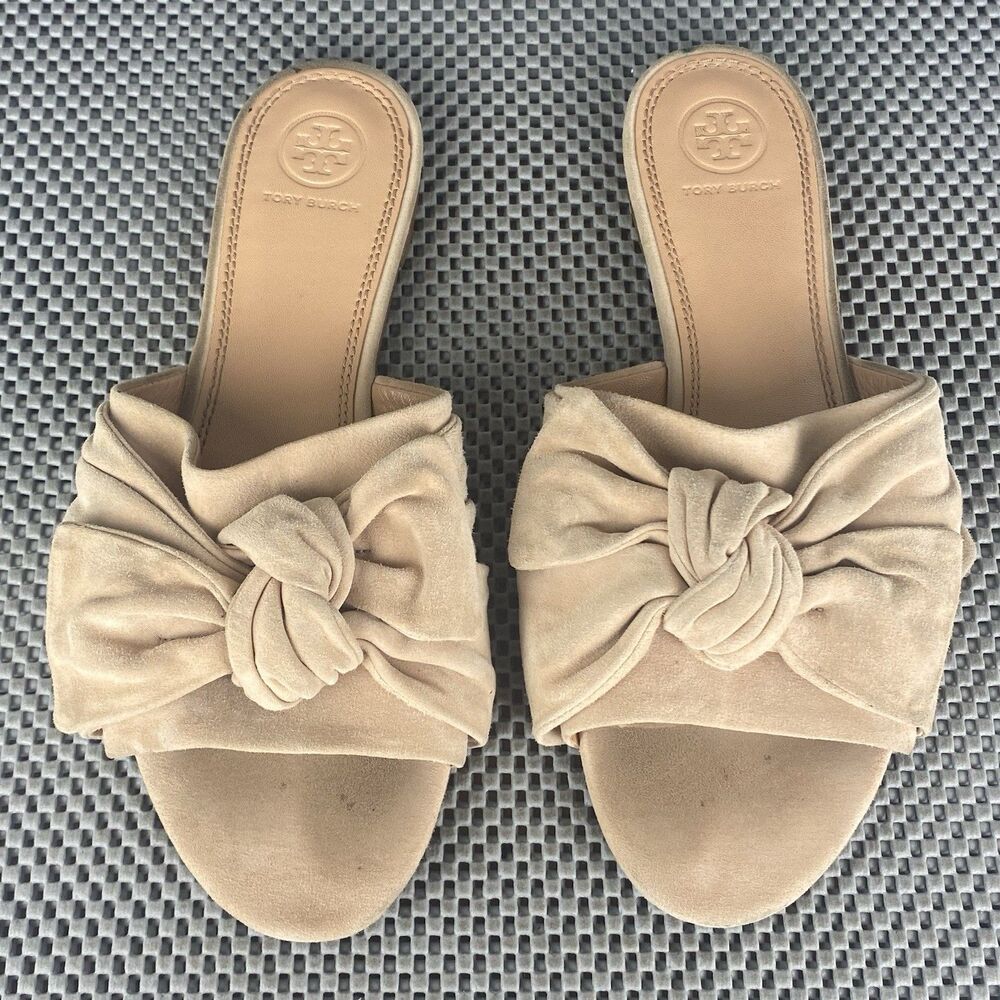 Tory Burch Annabelle Bow Slide Sandals Womens 8.5 M Dusty Cassia Open Toe Casual